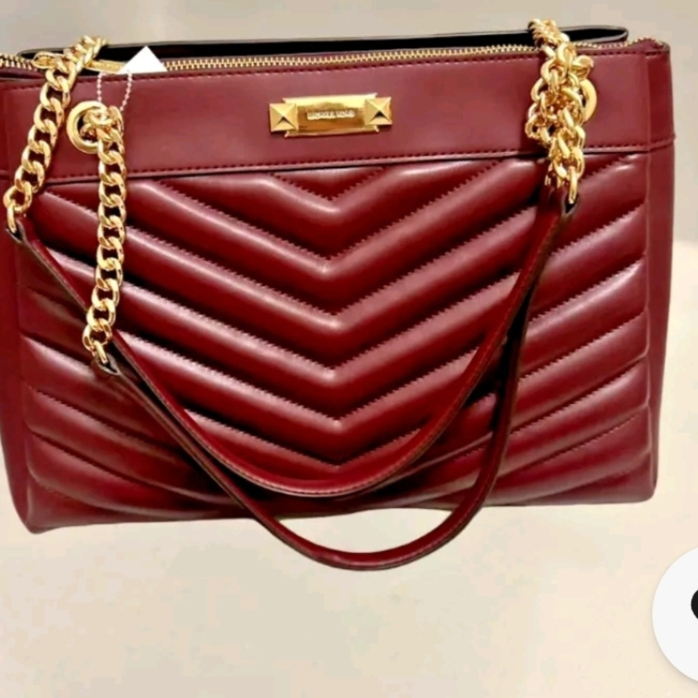 Michael Kors Red and Gold Quilted Shoulder Bag